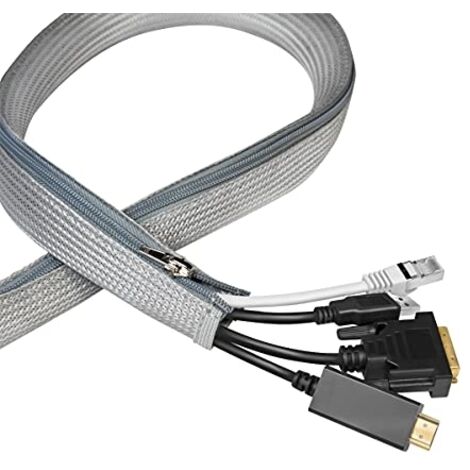 LOGILINK KAB0073 GAINE DE CÂBLE AVEC FERMETURE ÉCLAIR POUR PROTÉGER LES CÂBLES ET POUR UN ASPECT SOIGNÉ, Ø 35 MM, 1 M, GRIS