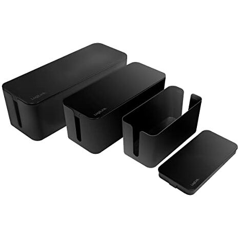 Boîte de rangement de câbles noir D-Line L. 415 x l. 165 mm, bloc 6 prises