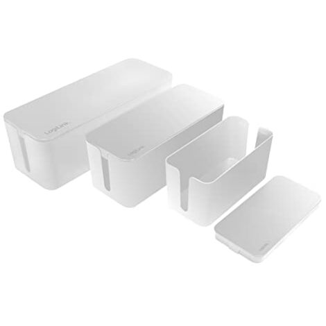 LOGILINK KAB0078 LOT DE 3 BOÎTES DE RANGEMENT POUR CÂBLES BLANC