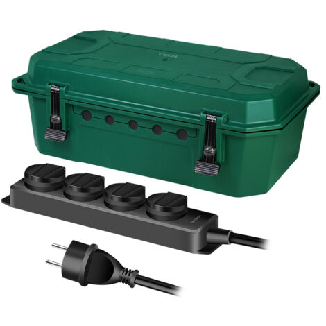 LOGILINK Kabelschutzbox LPS284, 4-fach, Steckerleiste, IP54, grün