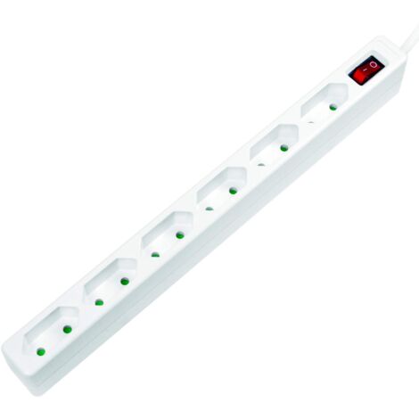 LogiLink LPS232 - Ciabatta elettrica a 6 prese (presa europea), CEE 7/16, con interruttore on/off, con sicurezza bambini, colore: Bianco