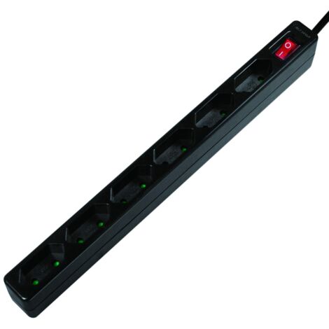 LogiLink LPS232B - Ciabatta elettrica a 6 prese (presa europea), CEE 7/16, con interruttore on/off, con sicurezza per bambini, colore: Nero