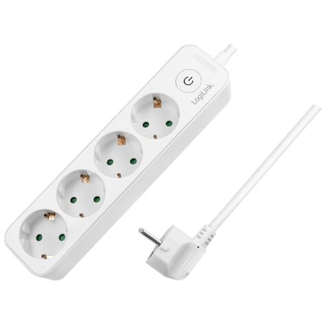 LOGILINK LPS245 - REGLETA DE 4 ENCHUFES (4 ENCHUFES CEE 7/3) CON INTERRUPTOR DE ENCENDIDO/APAGADO Y PROTECCIÓN IP20, LONGITUD DE