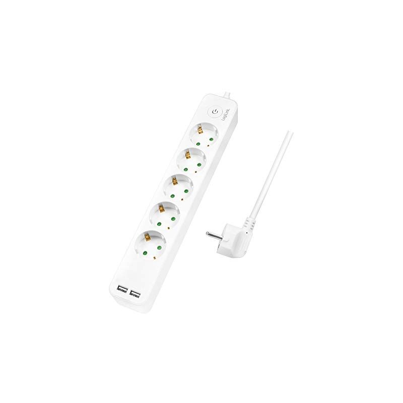 

LPS249U - REGLETA DE 5 ENCHUFES (5 X CEE 7/3) + 2 X USB-A CON INTERRUPTOR DE ENCENDIDO/APAGADO Y PROTECCIÓN IP20, LONGI - Logilink