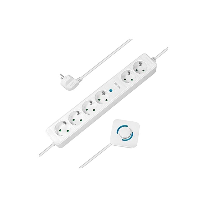 Logilink Lps271 Bloc Multiprise 6 Prises Davon 4 Avec Interrupteur À Pied, 6 X Cee 7/3, 1,5 M, Blanc