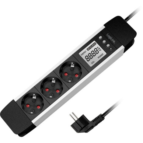 LogiLink LPS285 Energiesparsteckdose  Schwarz, Silber Schutzkontakt 1 St.