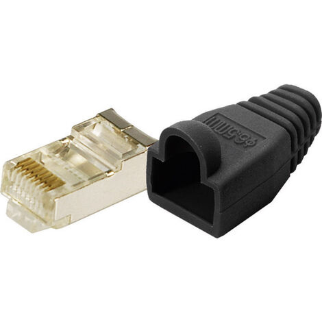 LogiLink MP0012 RJ45-Steckverbinder CAT 5e, geschirmt MP0012 Stecker, gerade Pole: 8P8C Schwarz 10