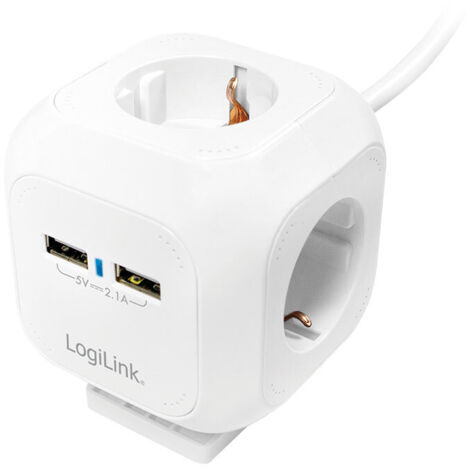Logilink Multipresa 4 posti 16A con USB Power Cube