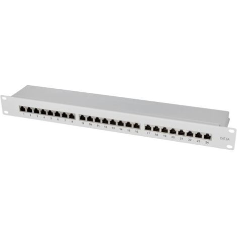 LogiLink NP0060 24 ports Panneau de brassage 483 mm (19") CAT 6a 1 UH gris Y258342