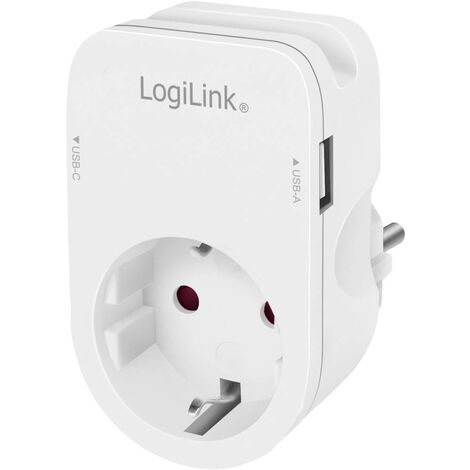 LogiLink PA0259 Presa di collegamento con uscita di ricarica USB, Protezione per i bambini, Protezione da sovratensioni