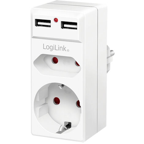 LogiLink PA0276  Anschlussdose  mit USB-Ladeausgang, erhöhter Berührungsschutz, Überspannungsschutz