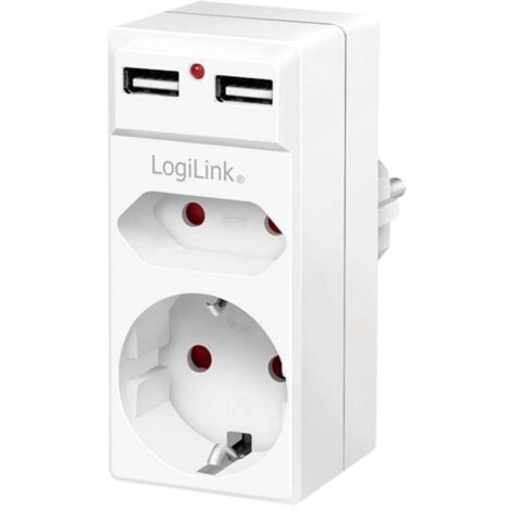 LogiLink PA0276 Presa di collegamento con uscita di ricarica USB, Protezione per i bambini, Protezione da sovratensioni