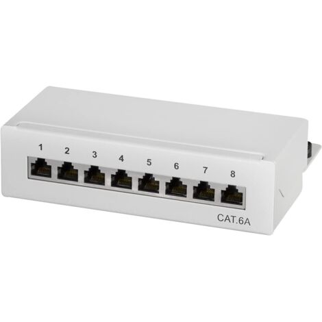 LOGILINK PATCHPANEL Cat.6A Tisch/Wand 8-Port, Gris