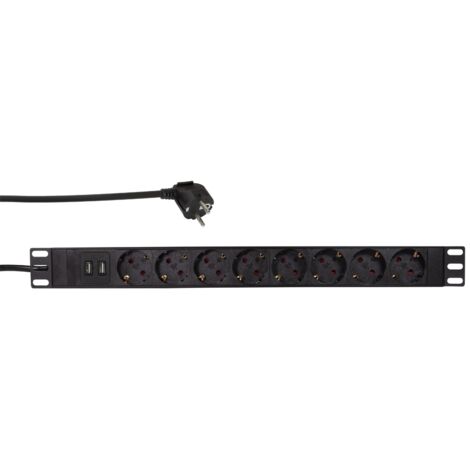 logilink PDU8C02 multiprise noire 3500 watts 8 prises USB