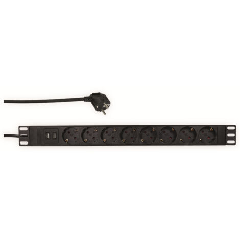logilink PDU8C02 Steckdosenleiste Schwarz 3500 Watt 8 USB-Anschlüsse