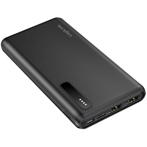 LOGILINK Powerbank PA0311 schwarz, 8000 mAh, 2x USB-A, 2-in-1-Kabel