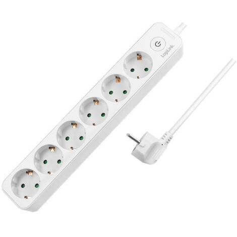 LOGILINK - REGLETA CON INTERRUPTOR Y PROTECCIÓN IP20, CABLE DE 1,5 M, COLOR BLANCO 6-FACH BLANCO