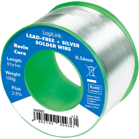 Logilink Stagno in Rotolo per Saldatura Senza Piombo Argento Rame 0,56 mm 100g