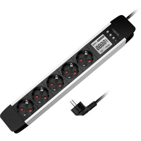 LOGILINK Steckdosenleiste LPS286, 5-fach, Display, Echzeit Energieverbrauch