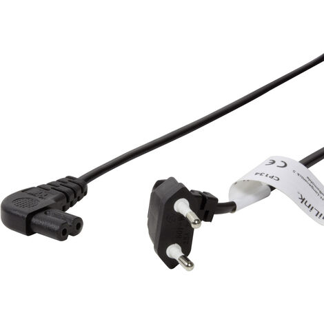 LogiLink Strom Anschlusskabel [1x Euro-Stecker - 1x Kleingeräte-Stecker C8] 0.75 m Schwarz