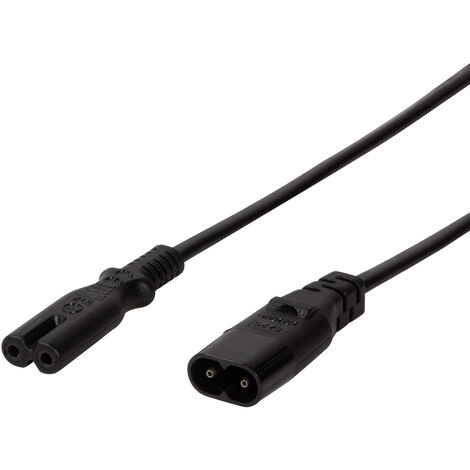 LogiLink Strom Verlängerungskabel [1x Kleingeräte-Stecker C8 - 1x Kleingeräte-Buchse C7] 2.00 m Schw