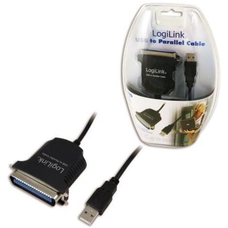 LogiLink USB 1.1, Parallel Anschlusskabel [1x Centronics-Buchse - 1x USB 1.1 Stecker A] 1.70 m Schwa