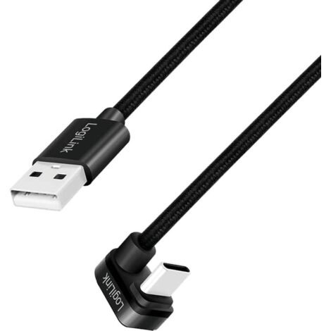 LOGILINK USB 2.0 Typ-C Kabel CU0192, USB-A, Alu, schwarz, 3 m