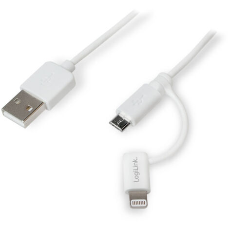 LOGILINK USB-Daten/Ladekabel mit Micro USB und Lightning Anschluss, 1 m,