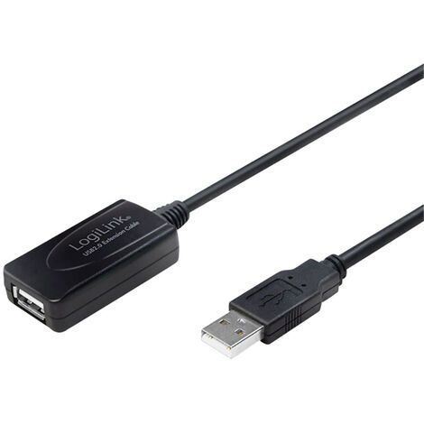 LogiLink USB-Kabel USB 2.0 USB-A Stecker, USB-A Buchse 10.00 m Schwarz UA0143