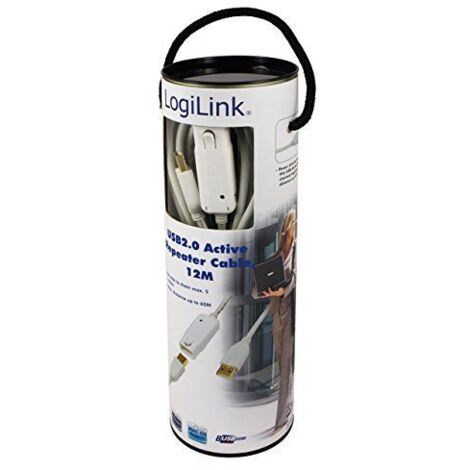 LogiLink USB-Kabel  USB 2.0 USB-A Stecker, USB-A Buchse 12.00 m Weiß vergoldete Steckkontakte, UL-ze