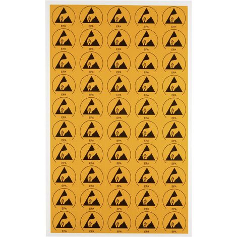 Logo antistatique (ESD) Wolfgang Warmbier 2850.3025 jaune, noir (L x l) 30 mm x 25 mm autocollant 50