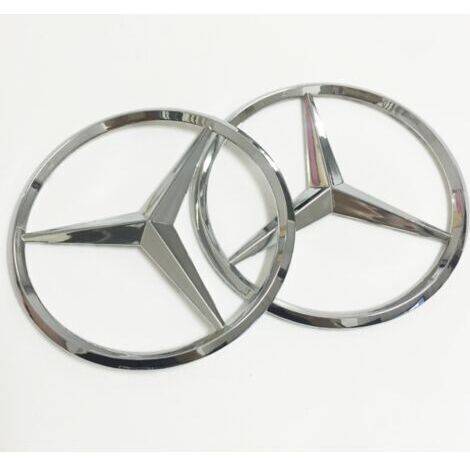 Logo arrière Mercedes-Benz 90mm – Autocollant en métal léger et imperméable – Résistant aux rayures – Installation facile sur surfaces lisses – Mowze