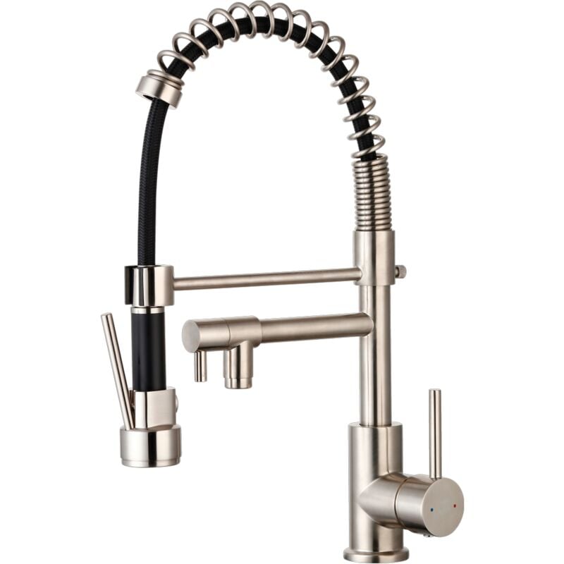 Mitigeur évier à douchette Logus façon inox - Essebagno