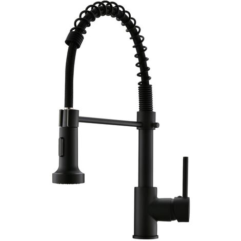 LOIRE Robinet mitigeur cuisine avec douchette 2 jets chrome noir mat