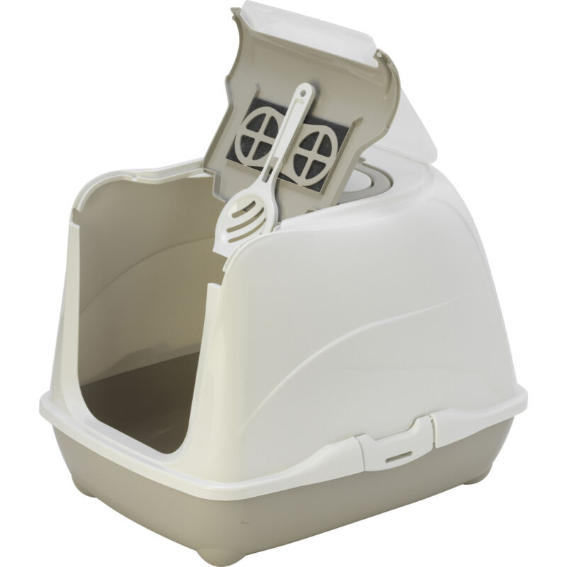 LOKI classic M 38 x 50 x 37 cm Maison de toilette pour chat. Beige.