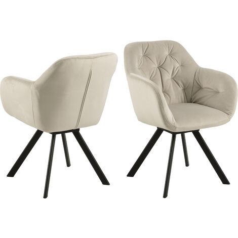 Lola Chaise de salle à manger avec dossier et accoudoirs, velours marron.