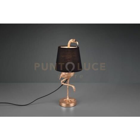 LOLA LAMPADA DA TAVOLO FENICOTTERO ORO CON PARALUME NERO H. 42CM 1 LUCE E14