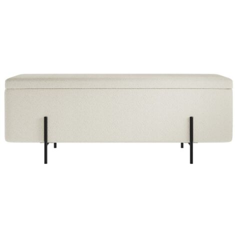 Lola Storage Ottoman - Boucle/Metal - L45 x W116 x H45 cm - Ivory/Black Matte