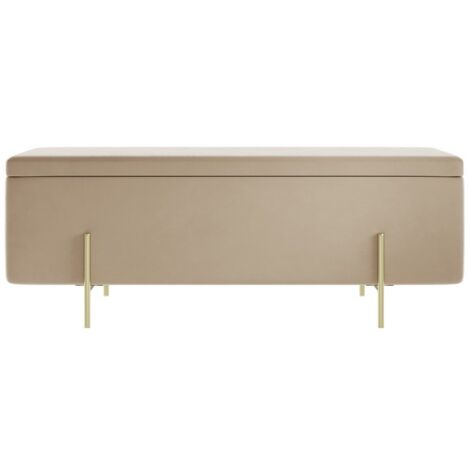 Lola Storage Ottoman - Velvet/Metal - L45 x W116 x H45 cm - Beige/Brushed Gold