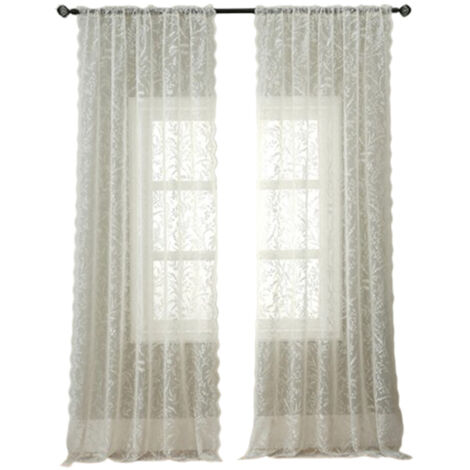LOLLANDA 1 Rideau translucide à un panneau , Ourlet Scallopé, Poche Tringle, Filtrant Lumière, Rideau Transparent pour Salon Chambre, 130x260CM