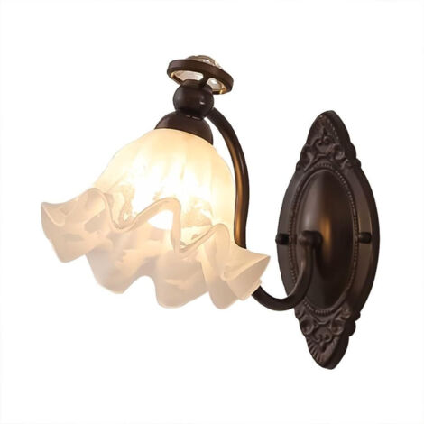 LOLLANDA Applique Murale Vintage en Verre Fleuri, Lampe Murale àLumière chaude de Couleur, Finition Bronze Antique pour Chambre Salon Couloir Salle de Bain