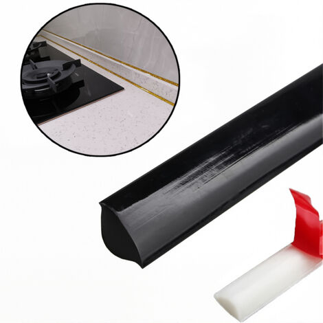 LOLLANDA Bandes décoratives autocollantes de 5 m, imperméables, à monter soi-même, adaptées aux bords des murs, bandes de calfeutrage d'angle (8 mm, noir)