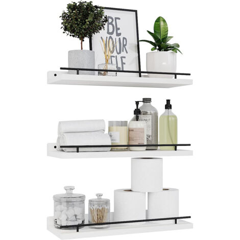 LOLLANDA Étagère de salle de bain - Organiseur de douche robuste, supporte 20lb - Blanc Noir- Rangement pour cuisine, salle de bain, salon-3 pièces