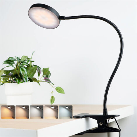 LOLLANDA Lampe de lecture LED — Protection oculaire, luminosité réglable, lampe de travail, lampe de bureau à pince USB, lumière d'appoint pour streaming