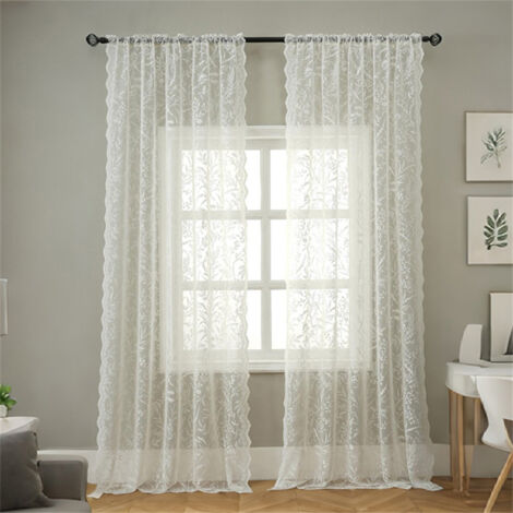 LOLLANDA Rideaux semi-voilés — Motif floral, finition à passe-tringleRideaux de style champêtre, adaptés aux chambres et aux salons1 panneau,130x241cm