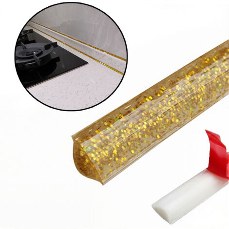 LOLLANDA Ruban adhésif concave pour chants, rouleau de 5M, anti-moisissure, pour joints de carrelage,pour bricolage,adapté à la cuisine,à la salle de bain,doré