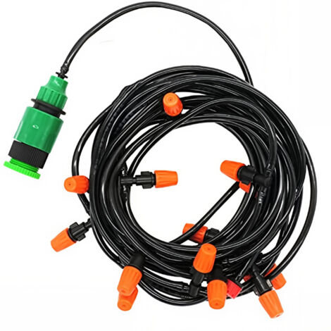 LOLLANDA Système d'irrigation automatique par brumisation pour jardin – Kit d'arrosage goutte-à-goutte réglable avec tuyau de 20 m et 20 buses – Dispositif d'arrosage automatique DIY pour terrasse, se