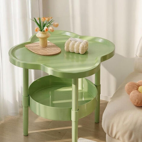 LOLLANDA Table d'appoint de luxe, table d'appoint à double compartiment, table d'appoint élégante pour salon, table décorative, verte