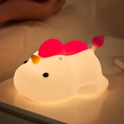 LOLLANDA Veilleuse pour chambre d'enfant — Lampe en silicone à 3 niveaux réglables par simple effleurement — Éclairage LED dimmable avec minuterie