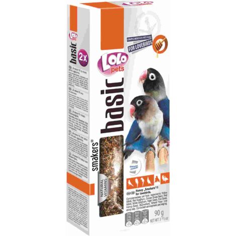 LoLo Pets Basic - Smakers MIELE DEDICATO AGLI UCCELLI DELL'AMORE 90 g (2x45 g)